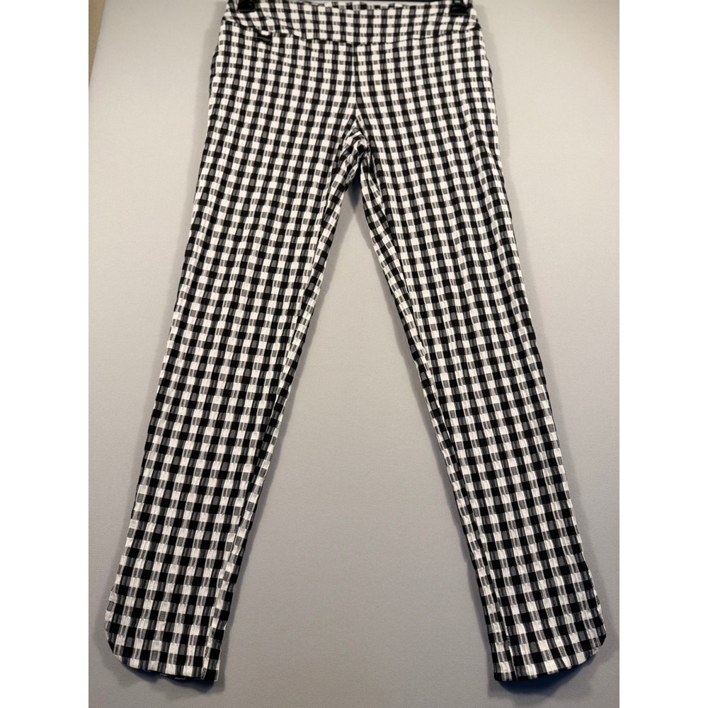 Lisette L Montreal Gingham Ankle Pants Black White Check Stretch Slim 508764 6